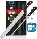 Cutluxe BBQ Carving Set, 12" Brisket Knife & 10" Honing Rod for Meat