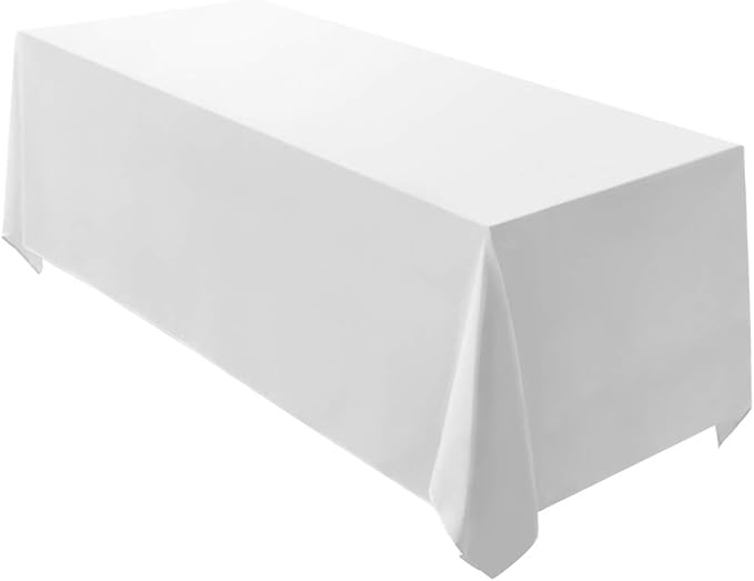 Surmente White Rectangle Tablecloth 90 x 156-inch Rectangular Polyester Table Cloth for Weddings, Banquets, or Restaurants