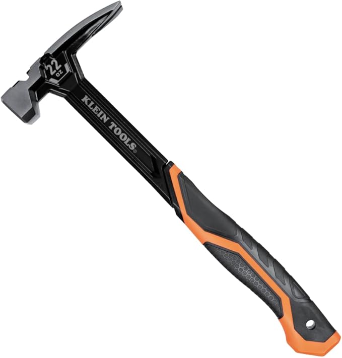 Klein Tools H80922S Smooth Face Framing Hammer with Straight Claw, 22-Ounce Forged Steel, Magnetic Nail Starter, and Extra-Large Squared Strike Face