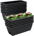 12Pcs 17Inches Rectangle Planter Box with Drainage Holes and Trays