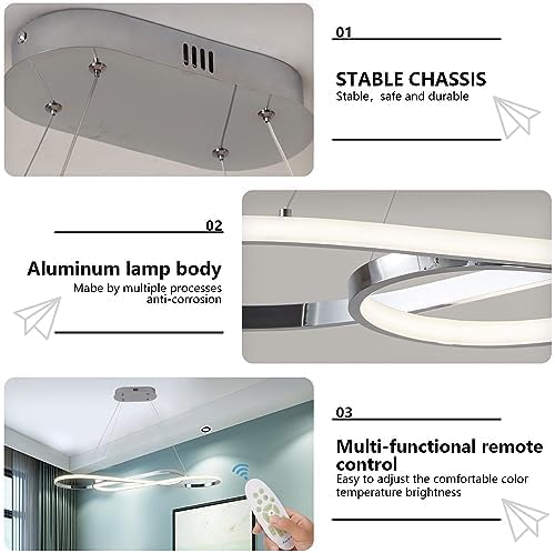 Modern Chandelier,Led Chandelier for Kitchen Island Lighting,Modern Led Pendant Light for Kitchen Island Chandelier Over Table,Dimmable Modern Chandeliers for Dining Room Light Fixture with Remote