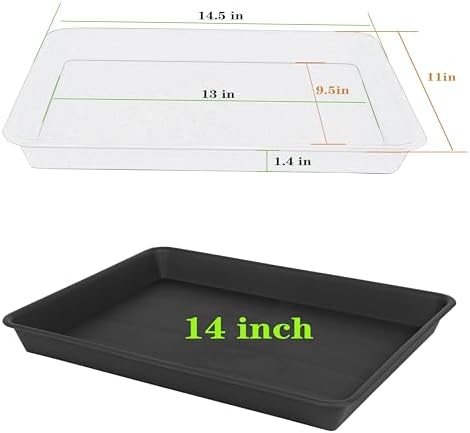 VUWEZ Plant Growing Trays 6 Pack, Plant Tray, 14.5"x11", Heavy Sturdy Plastic Plants Saucer, Seedling Starter Trays, Seed Starter Growing Tray (Black)
