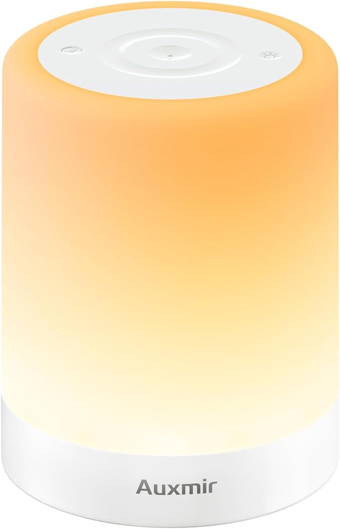 Auxmir Night Light for Kids Baby, Dimmable Touch Lamp for Nursery, 11 RGB Colors 5 Brightness, Portable Rechargeable Bedside Table Lamp for Nightstand, Kids Night Light for Bedroom Living Room, White