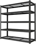 Extra Large 83.8" Hx 55.2" Widex 23.6" D Adjustable Industrial Metal/Steel 6-Shelf-Storage-Rack Heave Duty Utility Tall Garage/Warehouse Shelving Shelves Unit/System for Bin/Shed, Black