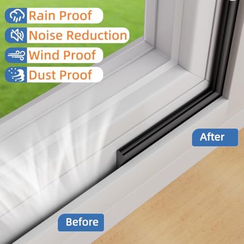Wedge-Shape Window Weather Stripping Door Frame Seal 3Pcs×196” Black