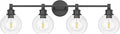 Bathroom Light Fixtures, 4-Light Matte Black Vanity Light Globe Glass Shades, Bathroom Lighting Fixtures Over Mirror, Wall Sconces for Master Bathroom, Guest Bathroom, Powder Room, 28-inch