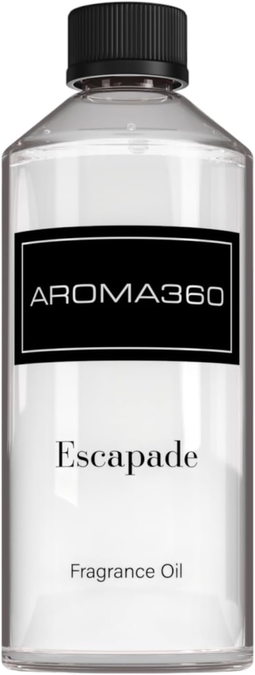 Aroma360 - Escapade Fragrance Oil Scent - Luxury Aromatherapy Scent Diffuser Oil - Hints of Lemon, Ocean, Bergamot, & Fragrant Jasmine - for Essential Oil Diffusers - for Home & Office - 500mL