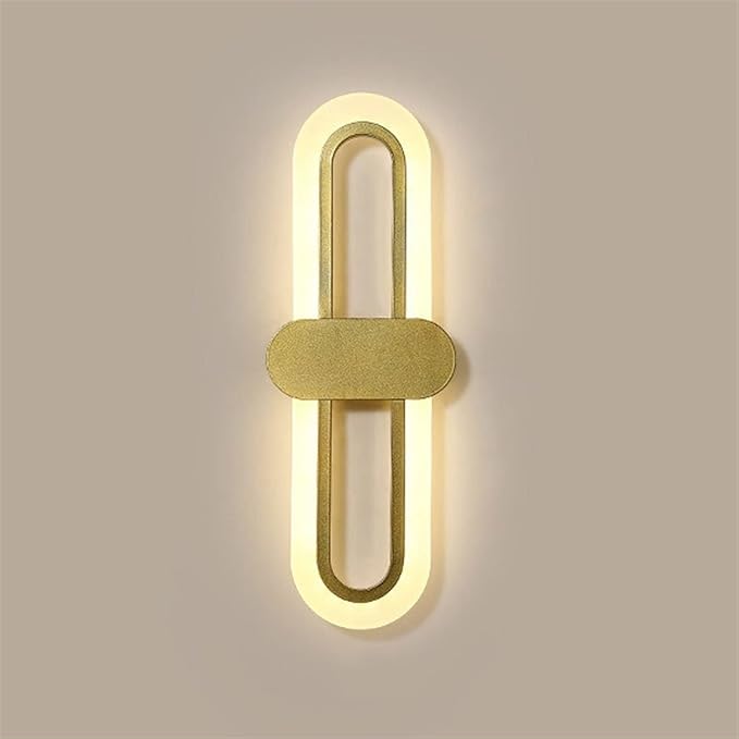 Bedroom Bedside Modern Minimalist Living Room Background Wall Led Three-Color Light-Changing Wall Lamp Simple Aisle Balcony Lamp(Gold,Warm(2700-3500K))