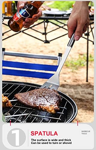 BBQ Grill Tool Set BBQ Accessories, Stainless Steel Grill Tools Grilling Accessories Grill Set Barbecue Grill Accessories for Outdoor Grill, Grill Utensils Grilling Tools Grilling Gifts for Men (3PCS)