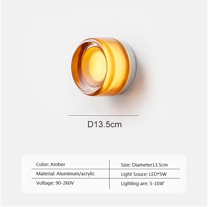 Modern Amber Jelly LED Wall Lamp - Smokey Grey Sconce for Living Room, Dining Room, Corridor & Study - Stylish Home Decor Lighting Fixture