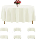 6 Pack Ivory Round Tablecloths 108 Inches Table Cloth Stain and Wrinkle Resistant Washable Polyester Table Cover Fabric for Party, Wedding,Dining,and Banquet Decoration