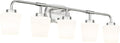 Bathroom Light Fixtures Over Mirror, 5-Light Brushed Nickel Vanity Lighting Fixtures with Milk White Glass, 38inch Farmhouse Wall Sconces Lighting, AD-22004-5W-SN