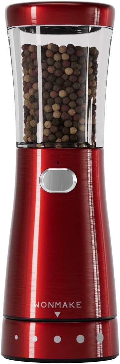 Electric Salt or Pepper Grinder Set Rechargeable, Electric Pepper Grinder with Adjustable Coarseness, 4.5oz Large Capacity, 1.8" Wide-Mouth & Storage Base, One-Hand Operation Kitchen Gadgets