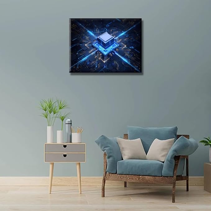 LSIUHWUWI Motherboard Digital Chip Wall Decor Artwork Technology Digital Pictures for Bedroom Canvas Wall Art House Decorations Wall Posters and Prints Ready to Hang for Office Home Walls 12x16 INCH