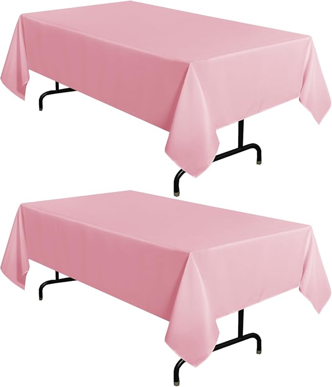 sancua 2 Pack Pink Tablecloth 60 x 102 Inch, Rectangle Table Cloth for 6 Feet Tables - Stain and Wrinkle Resistant Washable Polyester Table Cover for Dining Tables, Christmas Buffet Parties