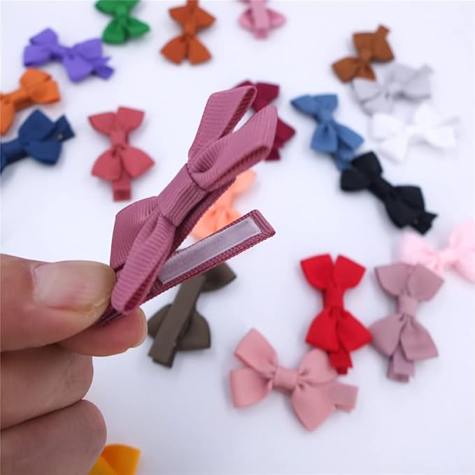 Cute Hair Clips for Baby Toddler Girls Tiny Hair Bow Alligator Clips in Fringe Bangs Hair Barrettes Accessories (Ambrosia 16 PCS)
