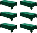 Rectangle Tablecloths 90x132 Inch 6 Pack Dark Green Tablecloth for 6ft Washable Decorative Linen Polyester Table Cloths for 8ft Dining Table Banquets Buffet Parties and Wedding