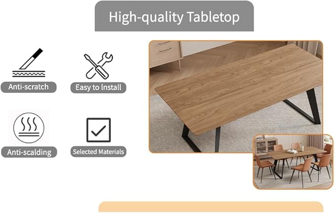 ZckyCine 51"-67" Expandable Mid-Century Modern Dining Table Wood Extendable Table for 4-6 People Space Saving Kitchen & Small Apartment Furniture Only Table (Walnut)
