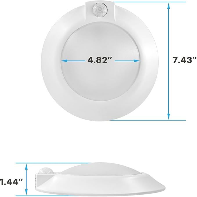 LUXRITE 6 Inch LED Motion Sensor Ceiling Light, CRI 90, 3CCT 3000K 4000K 5000K, Adjustable Detection Range and Timer, 13W, 1050LM, Dimmable Flush Mount Light Fixture, 120V, Energy Star, ETL Listed