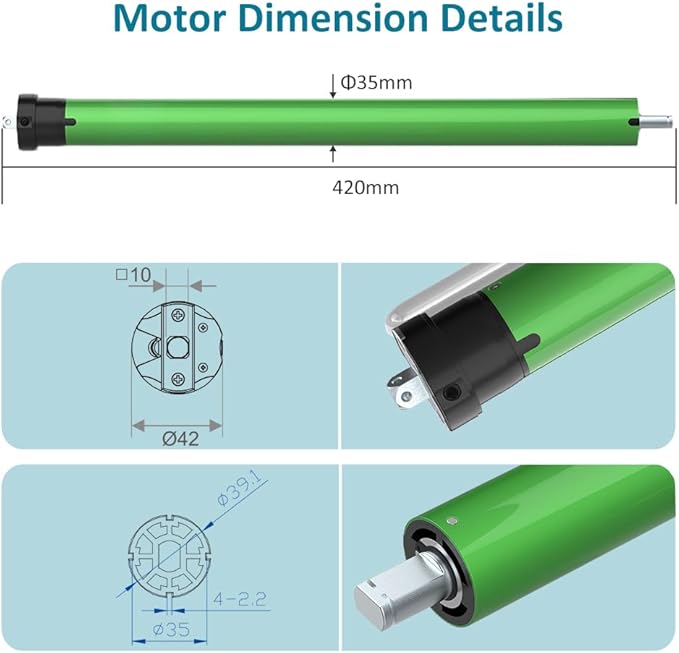 Electric Roller Shade Motor 120V Hardwired Tubular Motor Kit, High Torque Heavy Duty Blind Drive for 1.57”/2” Tube, Mechanical Limit (Switch Control) (13 N.m for Φ50mm (2") Round Tube)