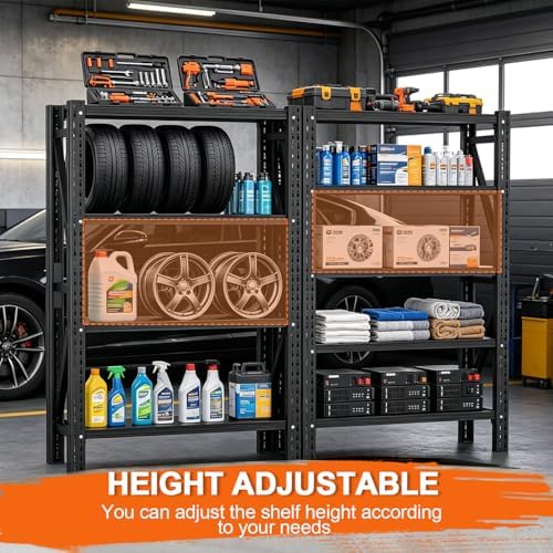 31.5''W Heavy Duty Storage Shelves, 2500LBS Metal Garage Shelving Units, 4 Tier Adjustable Large Industrial Shelves for Warehouse Workshop Basement (31.5''W x 13.8''D x 73.2''H), 10 Pack