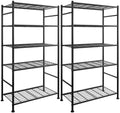 Sakugi Storage Racks - 2 Pack, 5-Tier Freestanding Steel Shelving Units with Reinforced Frame, Adjustable Garage Organization Shelves for Warehouse, Basement, Workshop, 33.5" x 12.6" x 72", Black