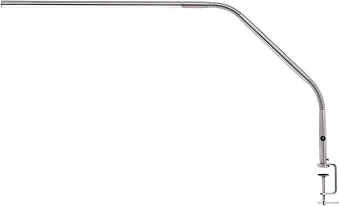 Daylight Company, LLC U35108 Slimline 3 Table Lamp-LED-80 CRI-Eye Care-4 Brightness Levels, 3,000 LUX at 30 cm, 1,065 LUMENS-4 Step DIMMER Mode, Brushed Steel, 25.6 x 30 x .8