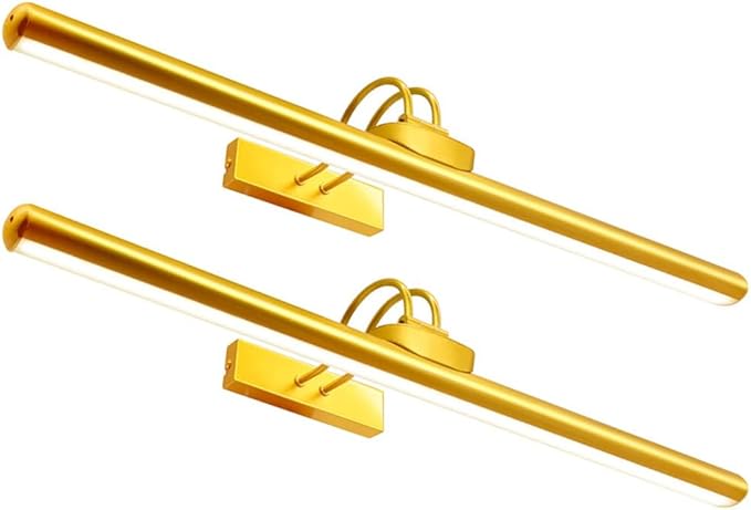 26" Wireless Picture Lights, Rechargeable Battery Art Display Light with Remote Control, Dimmable/Timer Off Dartboard Light, 3 Lighting Modes Full Metal Painting Display Lights (Gold-2 Pack)