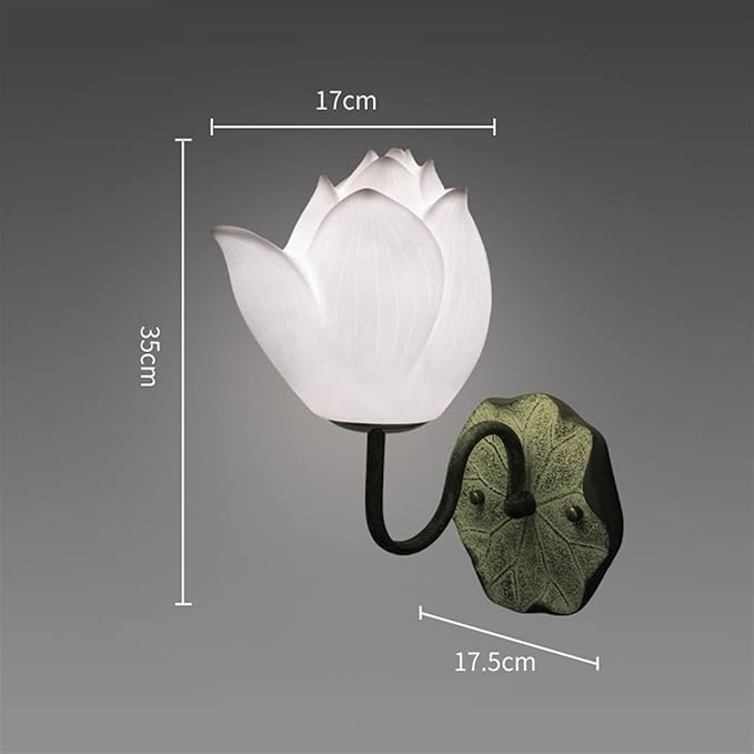 Retro Zen Wall Lamp Study Bedroom Background Lotus Decorative Bedside for Corridor, Hallway(Pink)