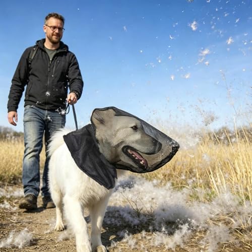 Foxtail Mask for Dogs, Field Net Guard Dog Foxtail Protection Hood for Dogs Prevent Foxtails Thorns Rocks Insects, Lightweight Adjustable Dog Face Guard for Hiking, Outdoor Adventures (S)