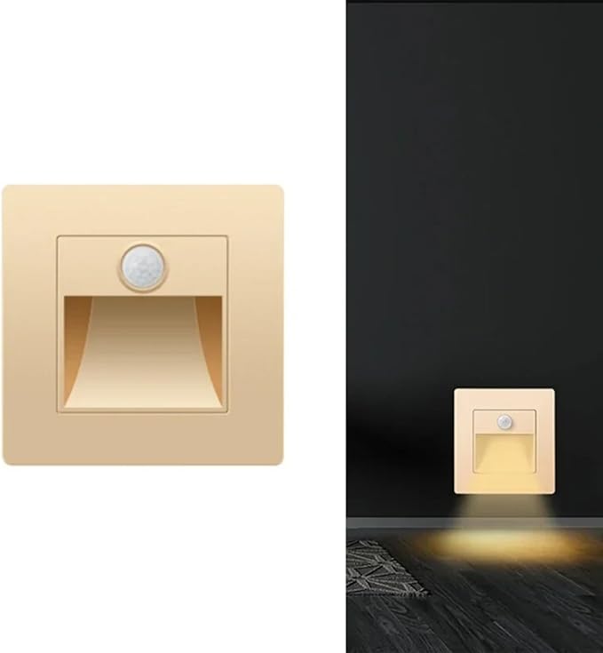 4 Pack Motion Detector Sensor LED Stair Light Infrared Human Body Induction Lamp Recessed Steps Ladder Staircase Bedroom Decoration LED Night for Kitchen, Bathroom, Stairs