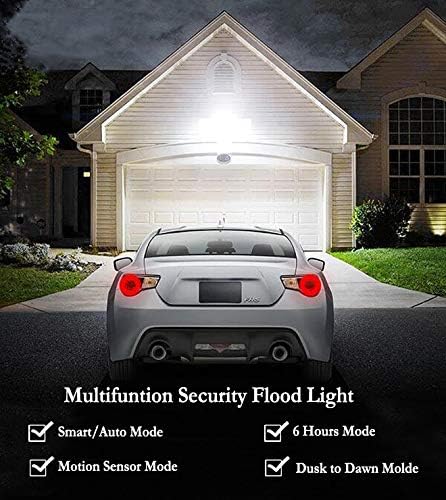 Security Lights Outdoor, Flood Lights Hardwired AC Power, Motion Sensor/Dusk to Dawn/ 6Hrs/Eco Dim 4 Working Modes, 280W Equiv. 5000K, Exterior Security Floodlight for Yard/Garage/Patio, 2Pack