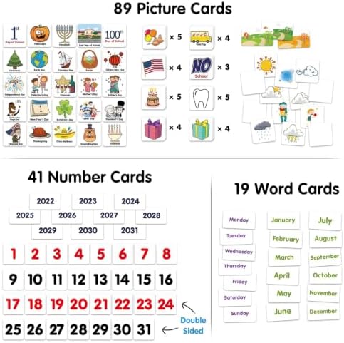 Calendar and Weather Pocket Chart, Classroom Organized Chart, 149 Pieces (Black)