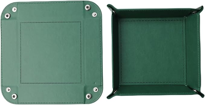 siduater Valet Tray Desktop Storage Organizer – Vegan Leather Catchall Tray Bedside Vanity Tray Nightstand Caddy Holder for Remote Controller, Watch, Keys, Phone, Wallet, Coin, Jewelry, Midnight Green