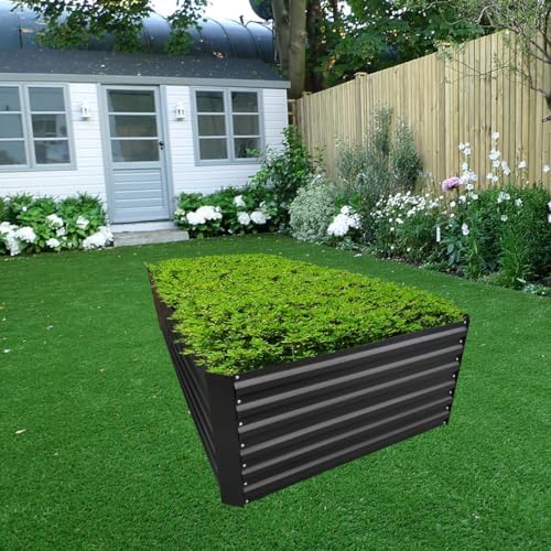 8x2x2FT Black Metal Raised Garden Bed Kit, Galvanized Outdoor Planter Box for Vegetables, Flowers, Herbs, Succulents and More