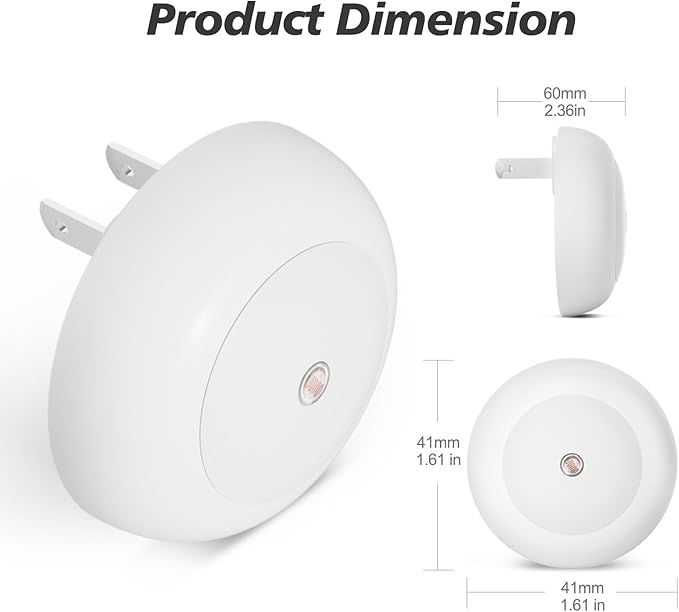 fesnne Night Light, Night Lights Plug into Wall, Dusk to Dawn Sensor, Blue Led Night Light 0.5W, 2 Pack Nightlight for Adults, Bedroom, Bathroom, Hallway, Kitchen