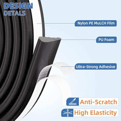 Wedge-Shape Window Weather Stripping Door Frame Seal 3Pcs×196” Black