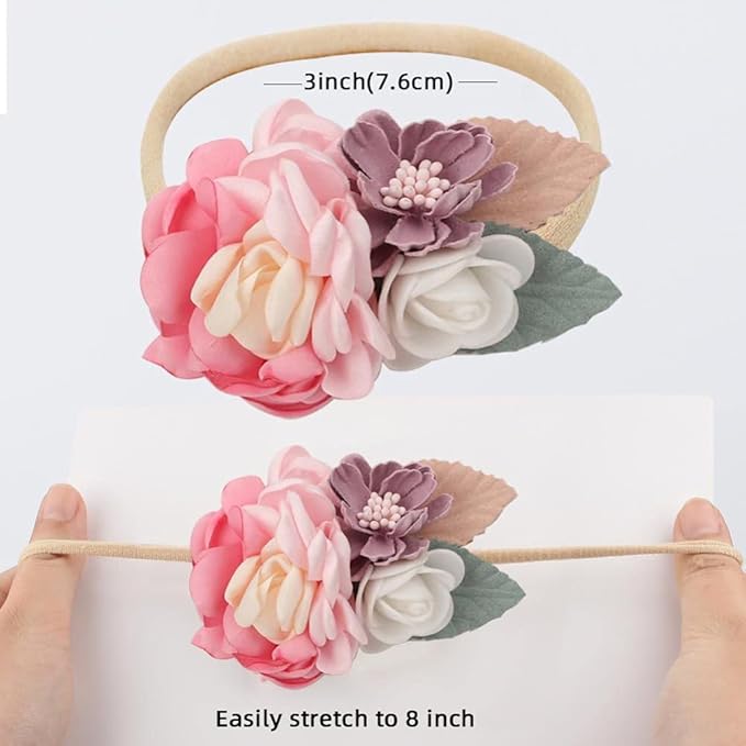 Toptim Baby Floral with Nylon Headbands for Newborn Girls Shower Photo (6 Colors)