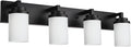 TODOLUZ 4-Lights Bathroom Light Fixtures in Matte Black, Modern Opal White Glass Vanity Light E26 Bulb Base, Wall Mount Lighting for Bedroom Bath Living Room