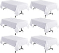 sancua 6 Pack White Tablecloth 60 x 120 Inch, Rectangle Table Cloth for 8 Feet Tables - Stain and Wrinkle Resistant Washable Polyester Table Cover for Dining Tables, Buffet Parties and Camping