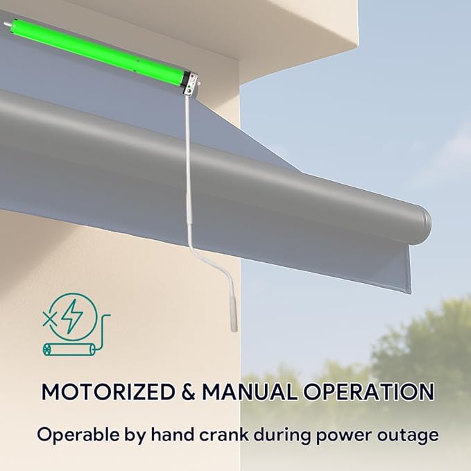 DC12V Motorized Roller Shade Motor with Manual Crank & Remote, 45mm Electric Awning Tubular Motor, Dry Contact Smart Blinds Retrofit Kit (50 N.m for Φ50mm（2") Groove Tube