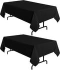 sancua 2 Pack Black Tablecloth 60 x 84 Inch, Rectangle 4 Feet Table Cloth - Stain and Wrinkle Resistant Washable Polyester Table Cover for Dining Tables, Buffet Parties and Camping