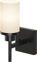 Wall Light Fixtures Matte Black Bathroom Vanity Lights Over Mirror with White Frosted Glass, Wall Lamps for Hallway Washroom Porch Entrance T001MB-L1