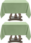 Square Tablecloth 52 x 52 Inch Sage Green Tablecloths Stain-Wrinkle Resistant Washable Polyester Table Cloths for Holiday, Buffet Parties, and Weddinge 2pack