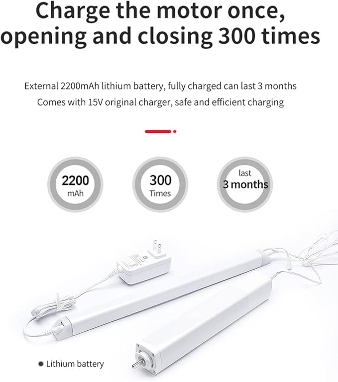 Rechargeable Motorized Curtain Tracks, Remote Control Smart Motorized Curtain Rail, Smart Curtain Opener Curtain Rod, Compatible with Alexa Google Home (Zigbee Motor-3M (118in) Track)