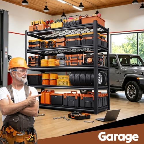 3-Pack 35''W Storage Shelves,2500LBS Garage Shelving,Adjustable Garage Shelves,Heavy Duty Metal Shelving, 5 Tier Utility Steel Shelf, Easy-to-Install Shelving Units and Storage 71''x35''x16