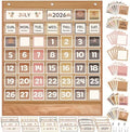 Sinload Classroom Calendar Pocket Chart Wood Color, Neutral Boho