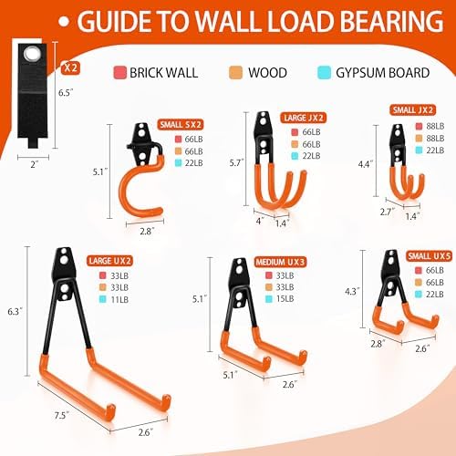 18 Pack Garage Hooks Heavy Duty - Anti-Slip Coating