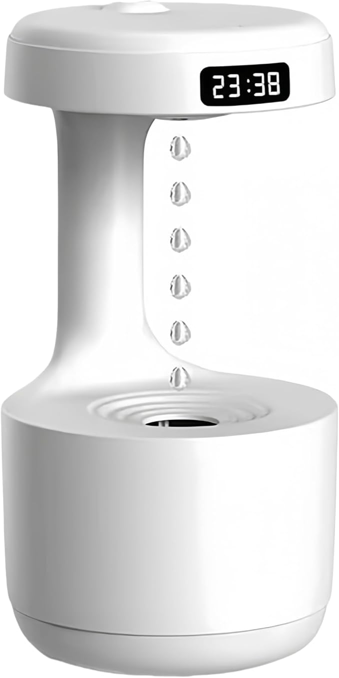 Humidifiers for Bedroom, 800ml Cool Mist Air Humidifie, Anti-Gravity Digital Humidifier with LED Display, Quiet Knob Control for Bedroom, Plants, Nursery, Office - White