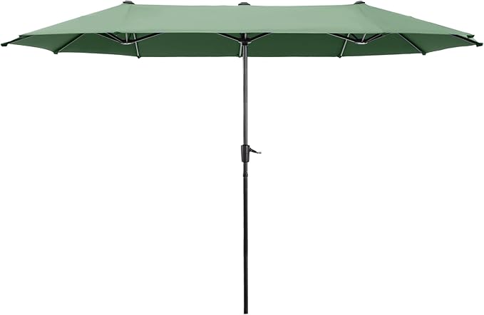 HERA'S PALACE 13 ft Double-Sided Twin Outdoor Market Patio Umbrella with Crank Large Table Umbrella for Deck Market Backyard Powerful UV Protective, Mint
